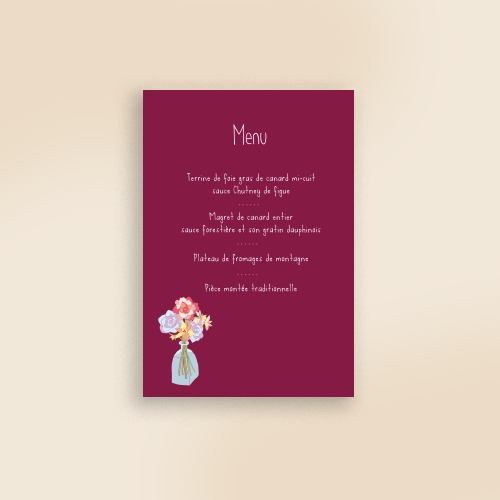 Cartes Menu Mariage Bouquet