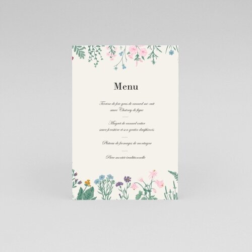 Cartes Menu Mariage Champêtre - Herbes sauvages