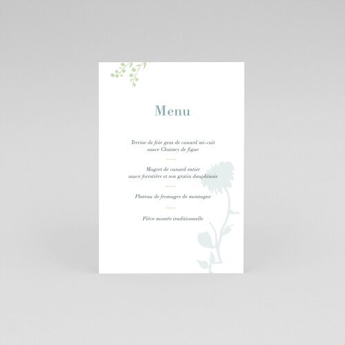 Cartes Menu Mariage Champêtre - Oiseau