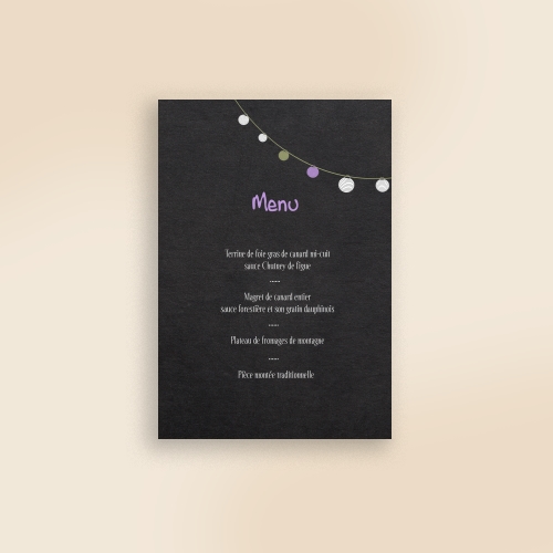 Cartes Menu Mariage Champêtre - Lampions
