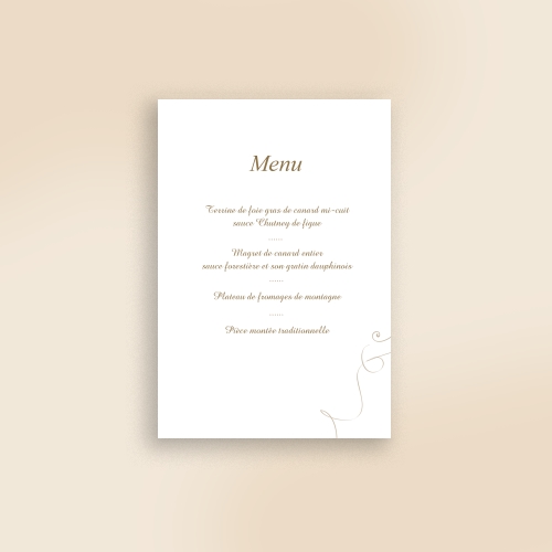 Cartes Menu Mariage Cœur sur la plage