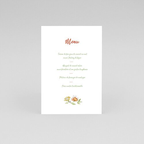 Cartes Menu Mariage Couronne d'été