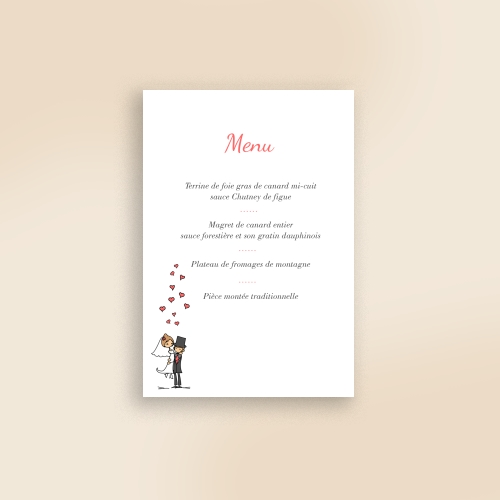 Cartes Menu Mariage Dessins humour