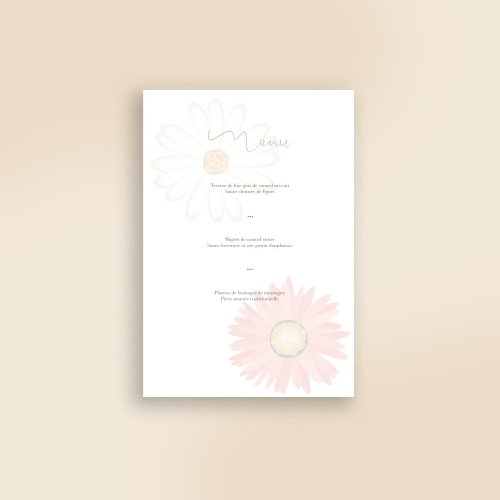 Cartes Menu Mariage Duo de fleurs