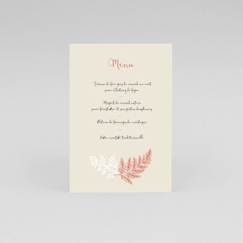 Cartes Menu Mariage Feuilles d'automne