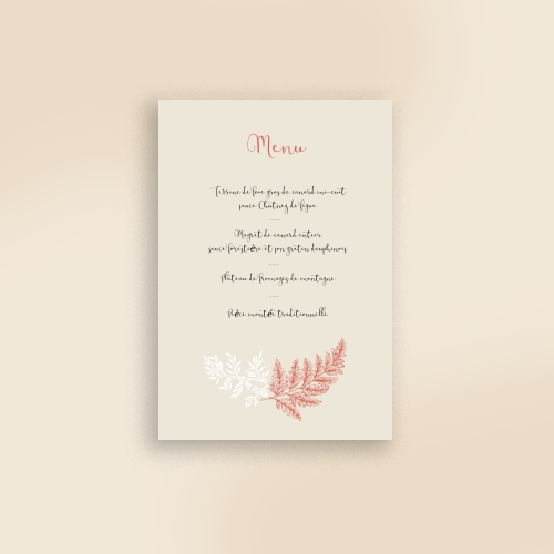 Cartes Menu Mariage Feuilles d'automne