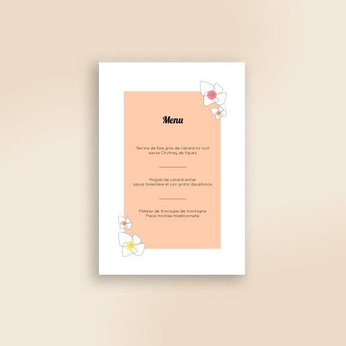 Cartes Menu Mariage Fleur d'été