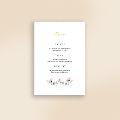 Cartes Menu Mariage Fleur géométrique