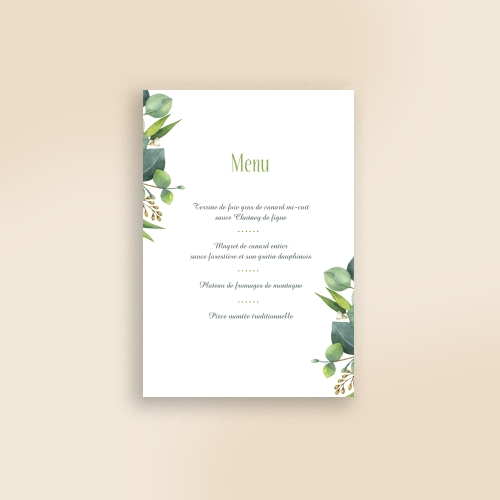 Cartes Menu Mariage Floral mariage