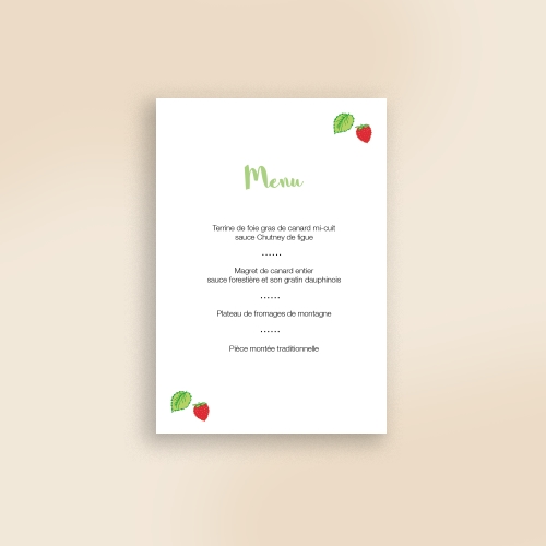 Cartes Menu Mariage Fraises des bois