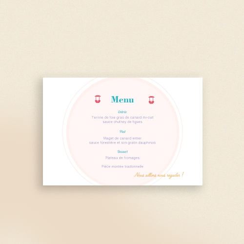 Cartes Menu Mariage Grande Roue