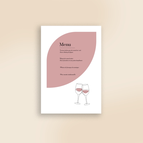 Cartes Menu Mariage Mariés linéaires