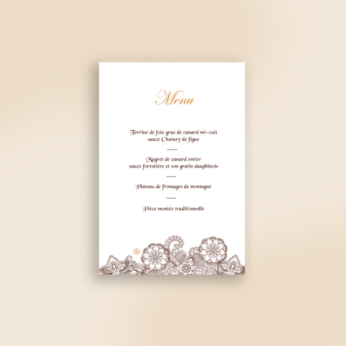 Cartes Menu Mariage Oriental