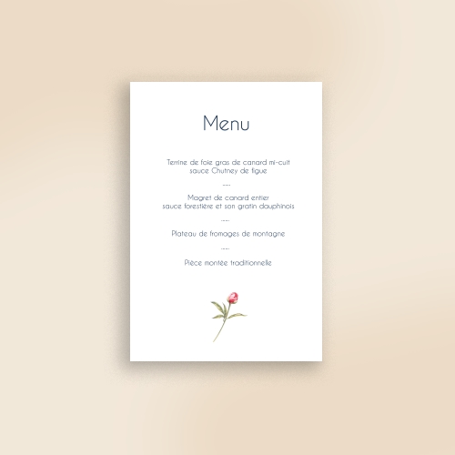 Cartes Menu Mariage Pivoine