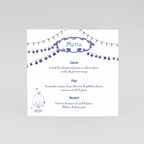 Cartes Menu Mariage Pomme d'amour