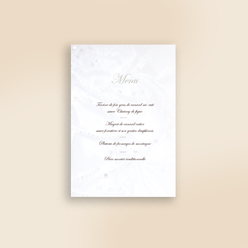 Cartes Menu Mariage Roses blanches