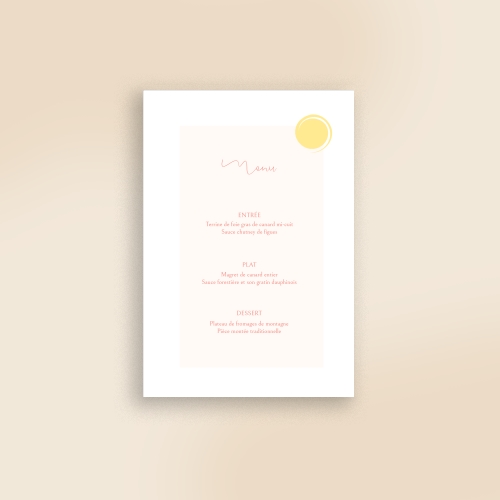 Cartes Menu Mariage Sous le soleil