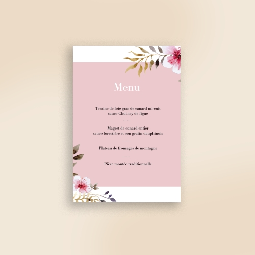 Cartes Menu Mariage Tendance Fleurs