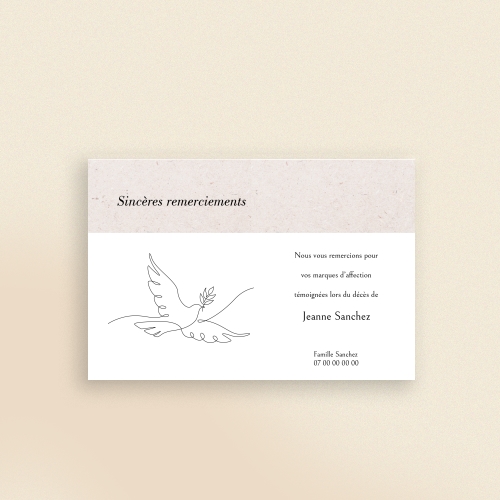 Cartes Remerciements Décès Colombe