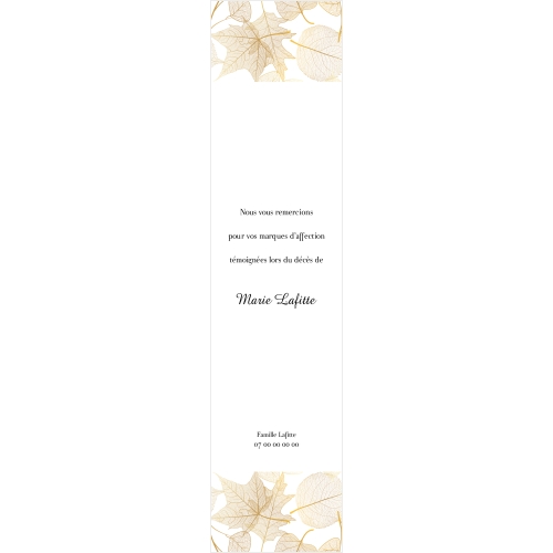 Cartes Remerciements Décès Feuilles d'or