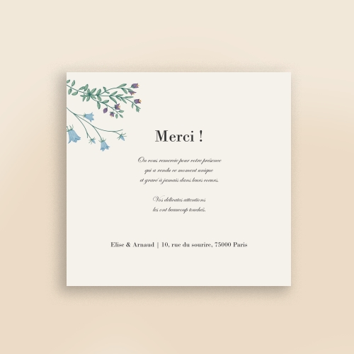 Cartes Remerciements Mariage Champêtre - Herbes sauvages