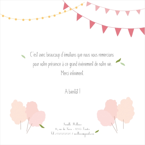 Cartes Remerciements Naissance Pink Cotton Candy