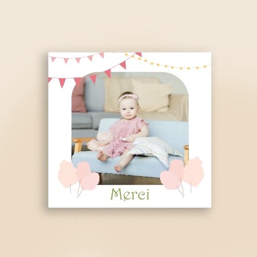 Cartes Remerciements Naissance Pink Cotton Candy