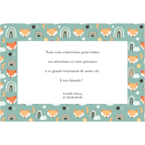 Cartes Remerciements Naissance Renards