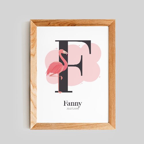 affiche de naissance personnalisée pour fille lettre F