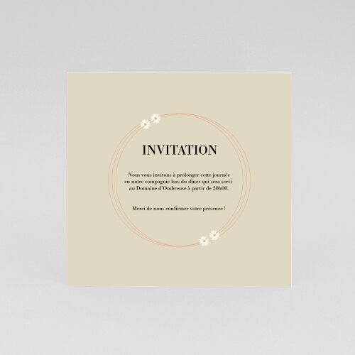 Invitation de mariage anneaux fleuris