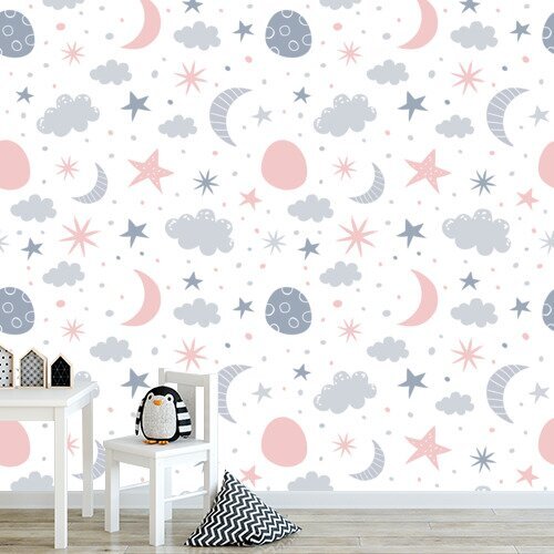 Papier peint dessin de nuages chambre bébé