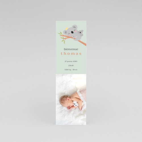 Faire-part de naissance Marque page koala