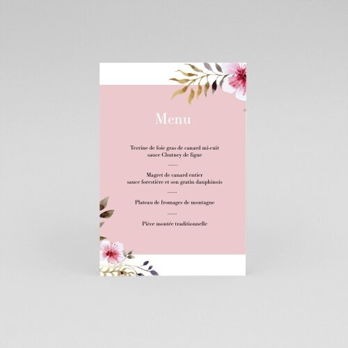Carte de menu de mariage modèle Tendance fleurs