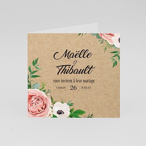 Faire-part mariage kraft modèle Floral kraft