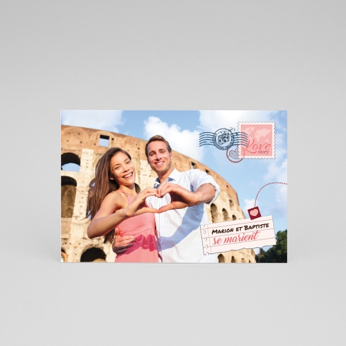 faire-part pour un mariage d'été : modèle Carte postale amoureuse